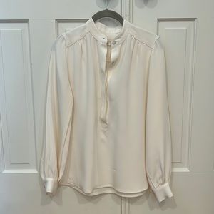 Ann Mashburn Off White Silk Popover Shirt Size Small